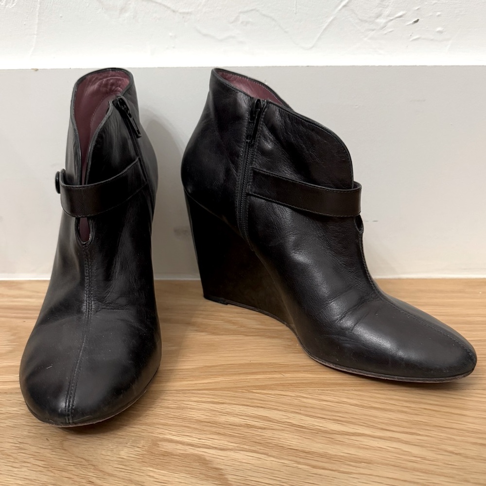 Jean-Michael Cazabat Sz 10 Leather Patent Wedge Bootie - SUPER comfy! $595!